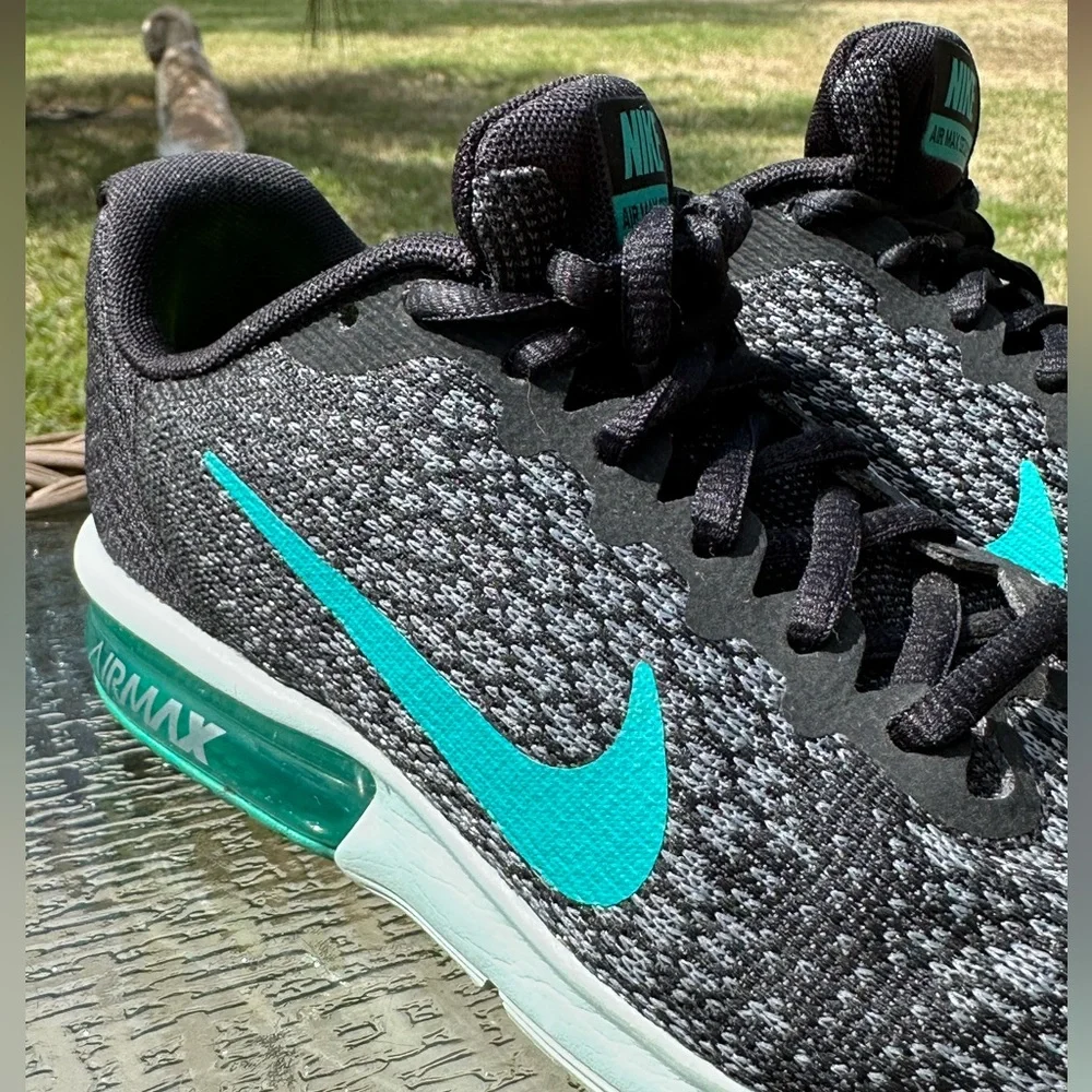 Nike Air Max Black & Teal Running Shoes, Air Max Sequent 2, excellent condition - Picture 11 of 15
